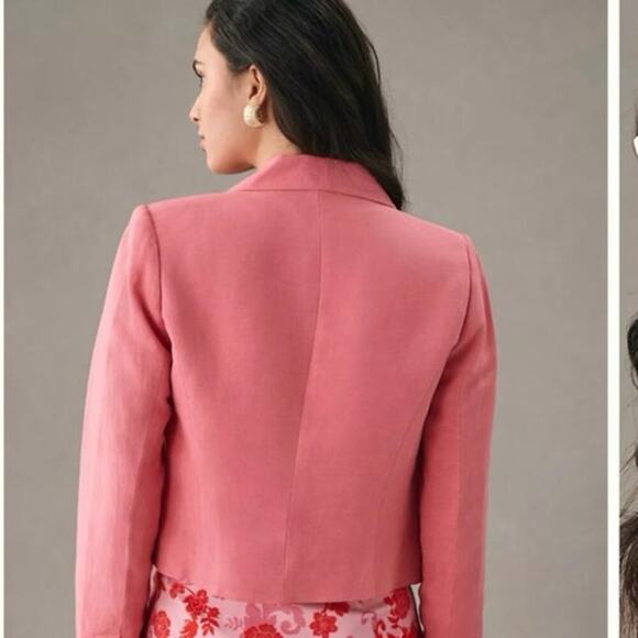 NWOT PAIGE‎ Anthropologie Cropped Double Breasted Blazer Color Pink Women Size 8 - Picture 4 of 16